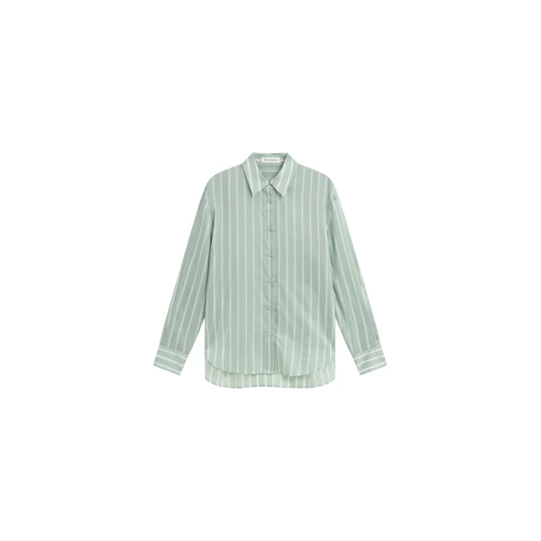 The Frankie Shop Peri Silk Shirt – Green Stripe