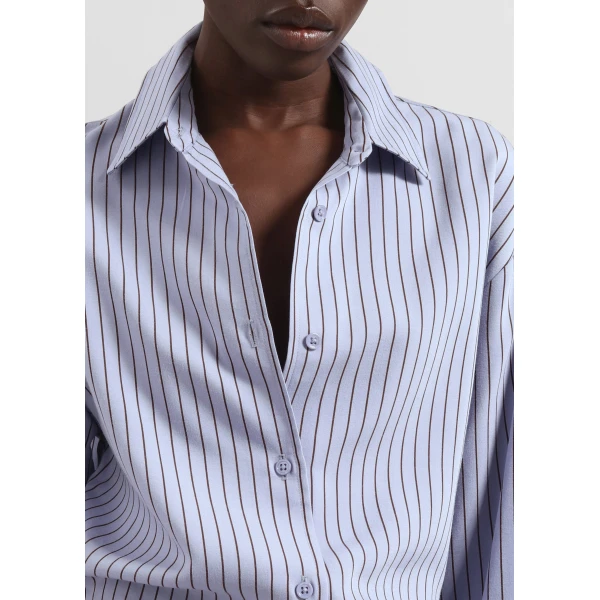 The Frankie Shop Peri Striped Fluid Shirt – Blue/Brown, view 5