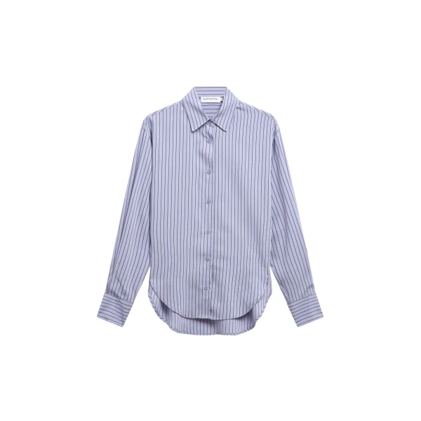The Frankie Shop Peri Striped Fluid Shirt – Blue/Brown