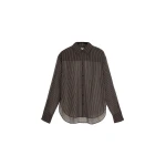 The Frankie Shop Peri Striped Shirt - Brown/White Stripe - Oversized Minimalist Tops in Multicolour - Shop at Luxury Shoes 