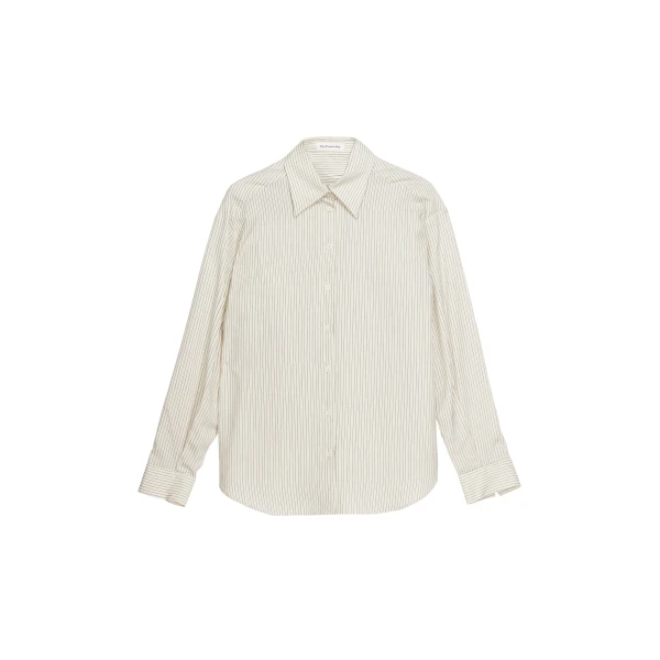 The Frankie Shop Peri Striped Shirt - Ivory/Black - Oversized Minimalist Tops in Multicolour - Shop at Luxury Shoes 