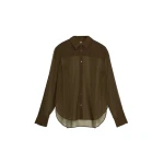 The Frankie Shop Peri Striped Shirt - Olive/Black Stripe - Oversized Minimalist Tops in Multicolour - Shop at Luxury Shoes 