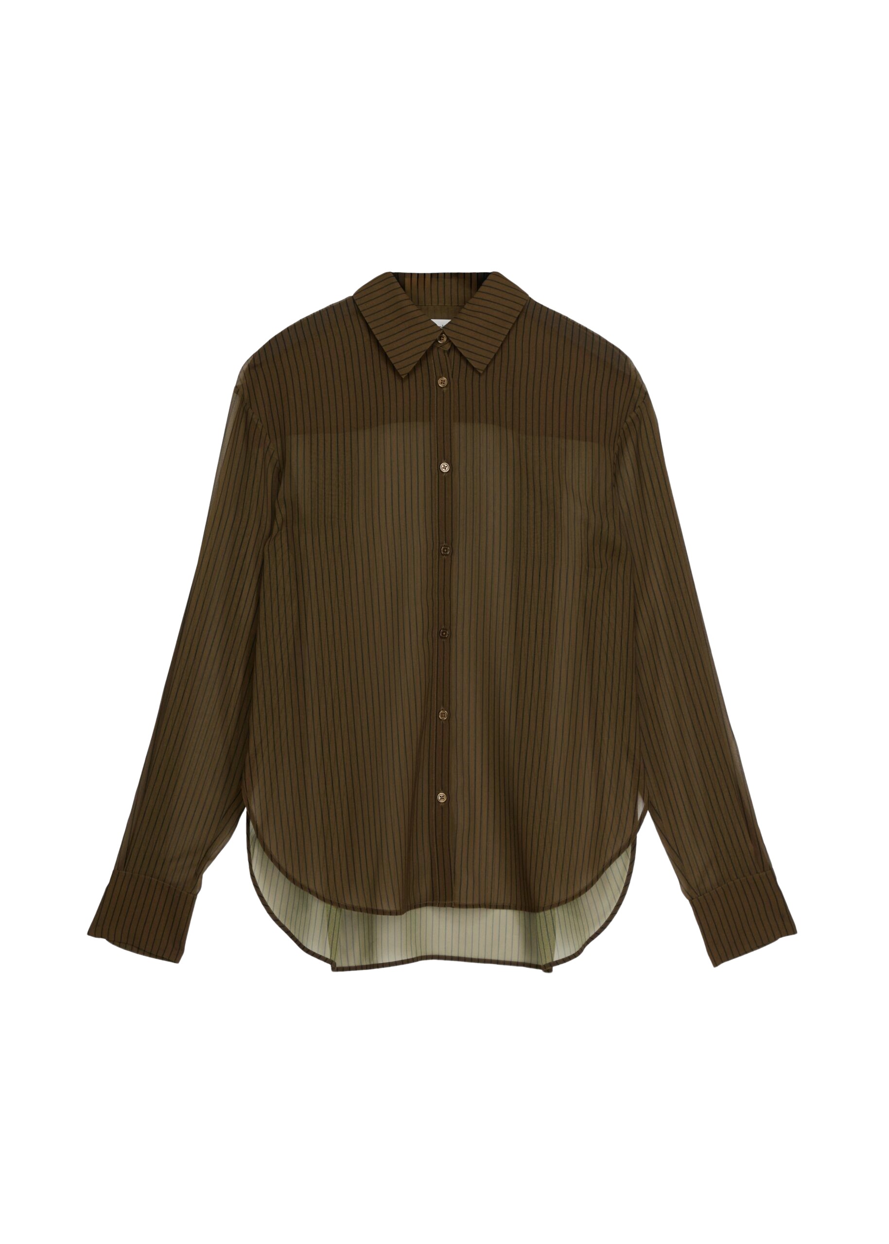The Frankie Shop Peri Striped Shirt - Olive/Black Stripe - Oversized Minimalist Tops in Multicolour - Shop at Luxury Shoes 