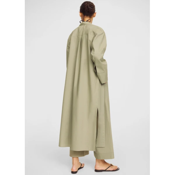 The Frankie Shop Perroti Cotton Maxi Dress - Deep Lichen Green - Oversized Minimalist Dresses in Green - Shop at Luxury Shoes 
