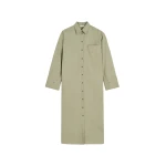 The Frankie Shop Perroti Cotton Maxi Dress - Deep Lichen Green - Oversized Minimalist Dresses in Green - Shop at Luxury Shoes 