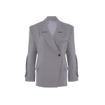 The Frankie Shop Pia Boxy Blazer - Grey - Oversized Minimalist Jackets in Grey - Shop at Luxury Shoes 