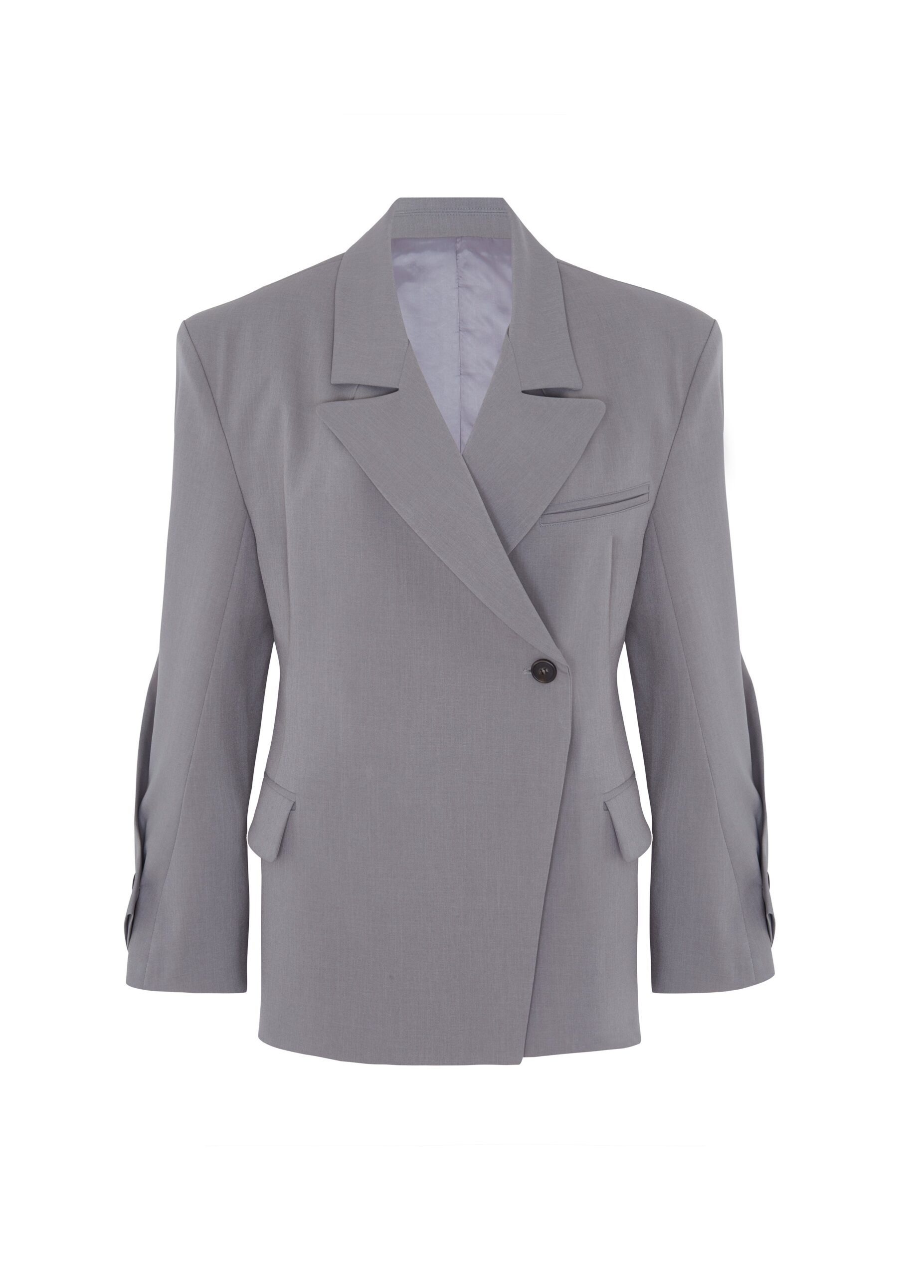 Pia Boxy Blazer - Grey by The Frankie Shop - Jackets The Frankie Shop Pia Boxy Blazer - Grey - Oversized Minimalist Jackets in Grey - Shop at Luxury Shoes