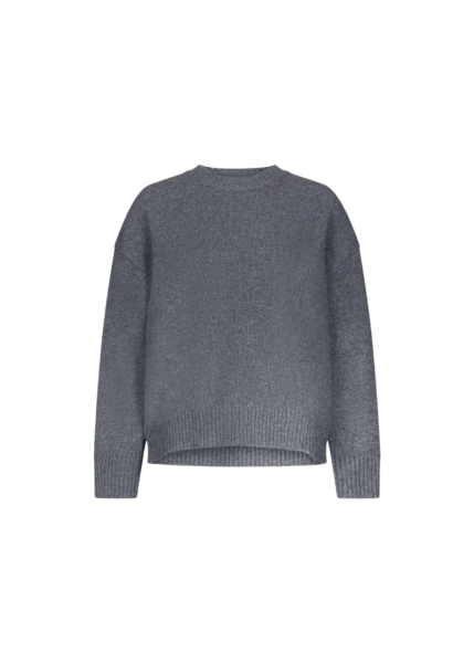 The Frankie Shop Pia Oversized Cashmere Sweater - Anthracite Melange - Oversized Minimalist Knitwear in Grey - Shop at Luxury Shoes 