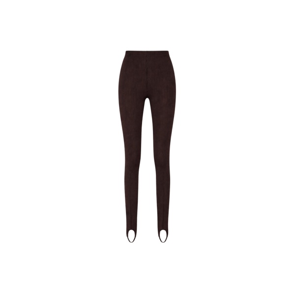 The Frankie Shop Piuma Knit Stirrup Leggings - Brown - Oversized Minimalist Pants in Beige - Shop at Luxury Shoes 