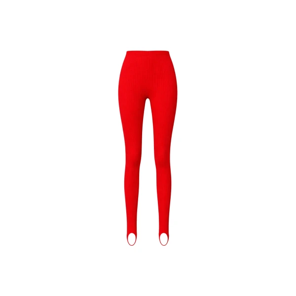 The Frankie Shop Piuma Knit Stirrup Leggings - Red - Oversized Minimalist Pants in Red - Shop at Luxury Shoes 