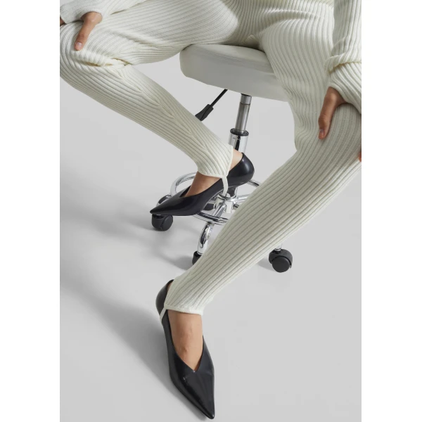 The Frankie Shop Piuma Knit Stirrup Leggings - White - Oversized Minimalist Pants in White - Shop at Luxury Shoes 