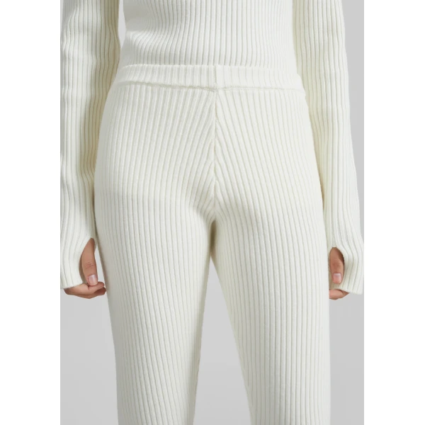 The Frankie Shop Piuma Knit Stirrup Leggings - White - Oversized Minimalist Pants in White - Shop at Luxury Shoes 