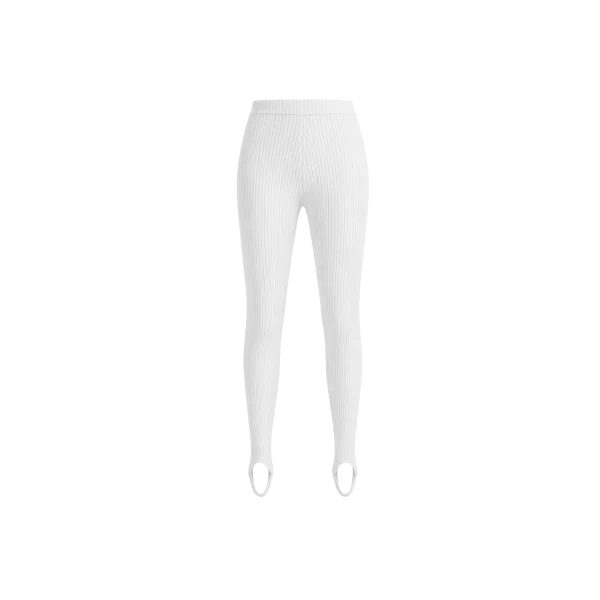 The Frankie Shop Piuma Knit Stirrup Leggings - White - Oversized Minimalist Pants in White - Shop at Luxury Shoes 