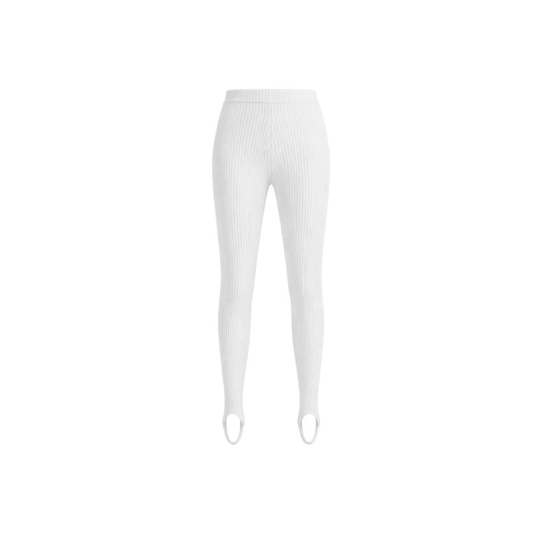 The Frankie Shop Piuma Knit Stirrup Leggings - White - Oversized Minimalist Pants in White - Shop at Luxury Shoes 