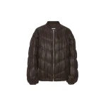 The Frankie Shop Pleated Bomber Jacket - Chocolate Brown - Oversized Minimalist Jackets in Beige - Shop at Luxury Shoes 