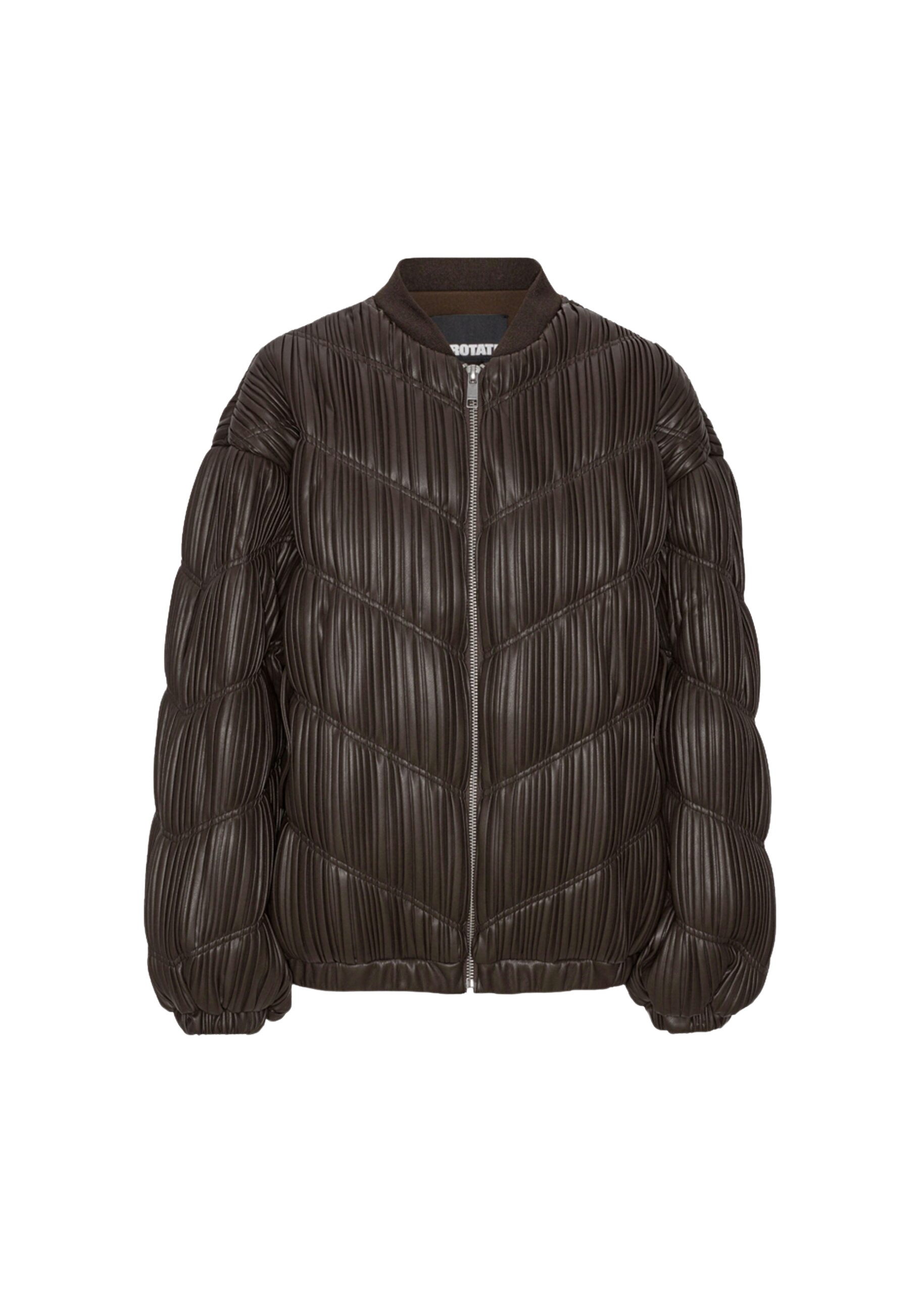 The Frankie Shop Pleated Bomber Jacket - Chocolate Brown - Oversized Minimalist Jackets in Beige - Shop at Luxury Shoes 
