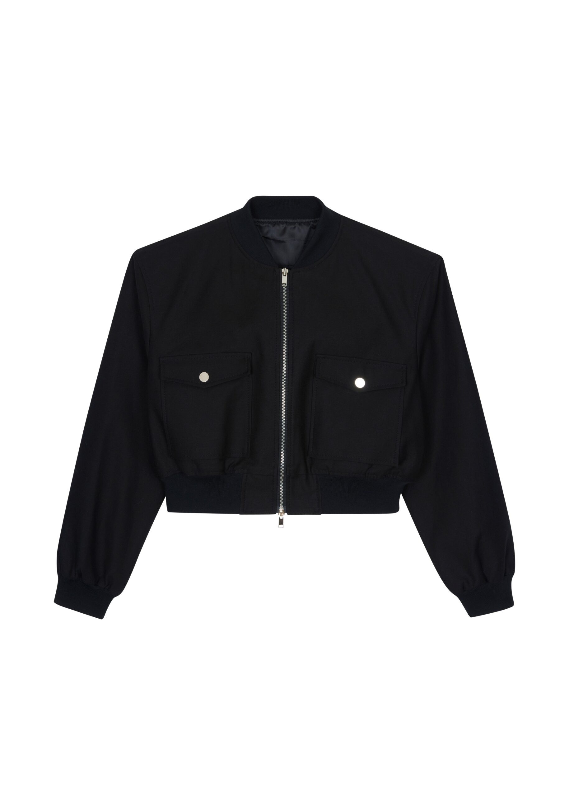 The Frankie Shop Pomona Crop Bomber Jacket - Black - Oversized Minimalist Jackets in Black - Shop at Luxury Shoes 