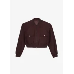 The Frankie Shop Pomona Crop Bomber Jacket - Burgundy - Oversized Minimalist Jackets in Red - Shop at Luxury Shoes 