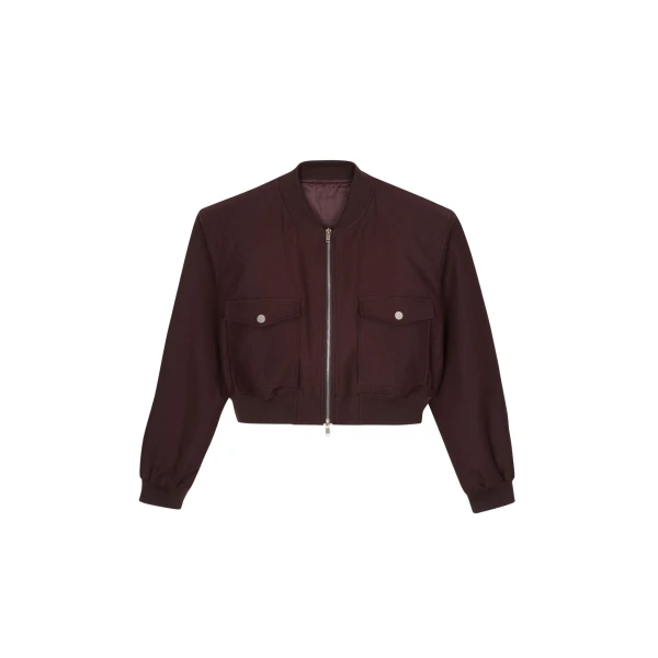 The Frankie Shop Pomona Crop Bomber Jacket – Burgundy