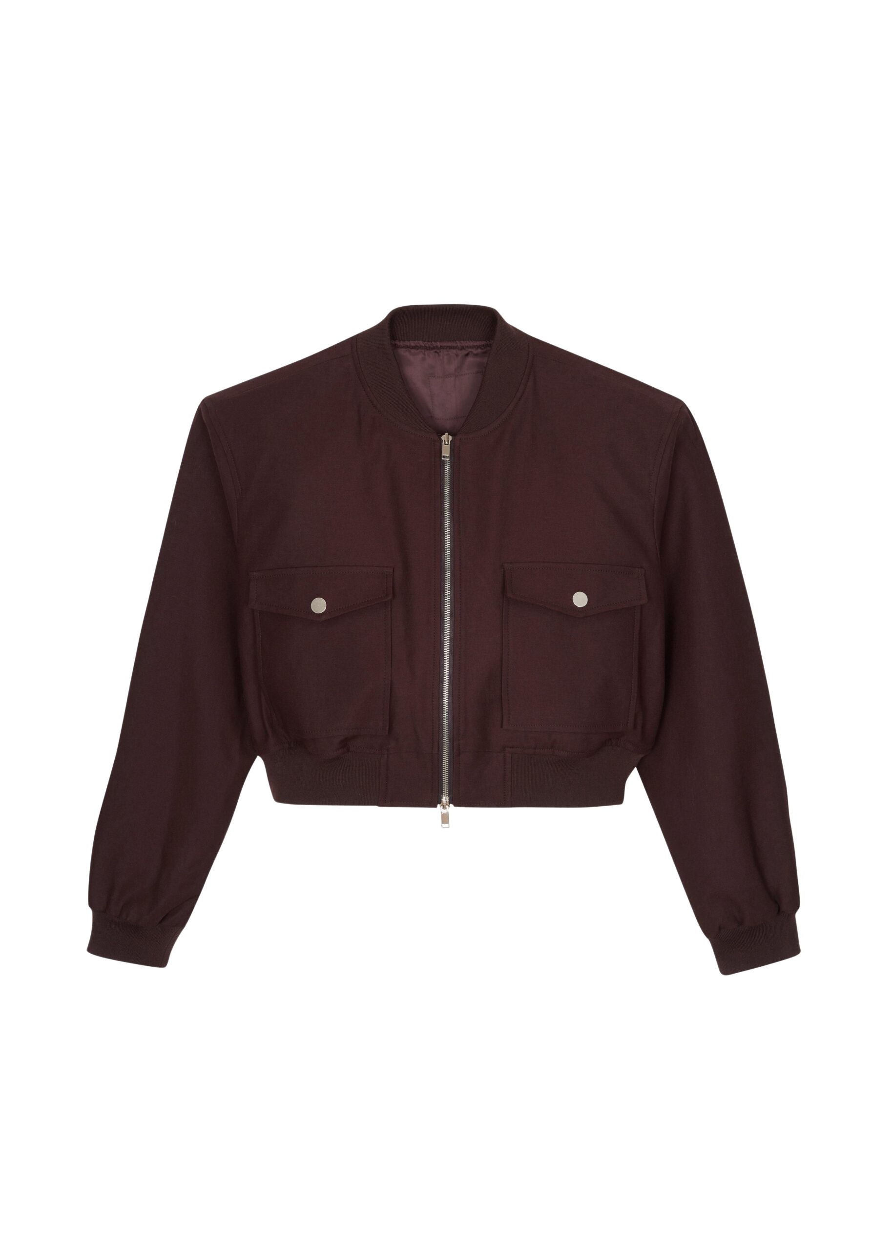 The Frankie Shop Pomona Crop Bomber Jacket – Burgundy
