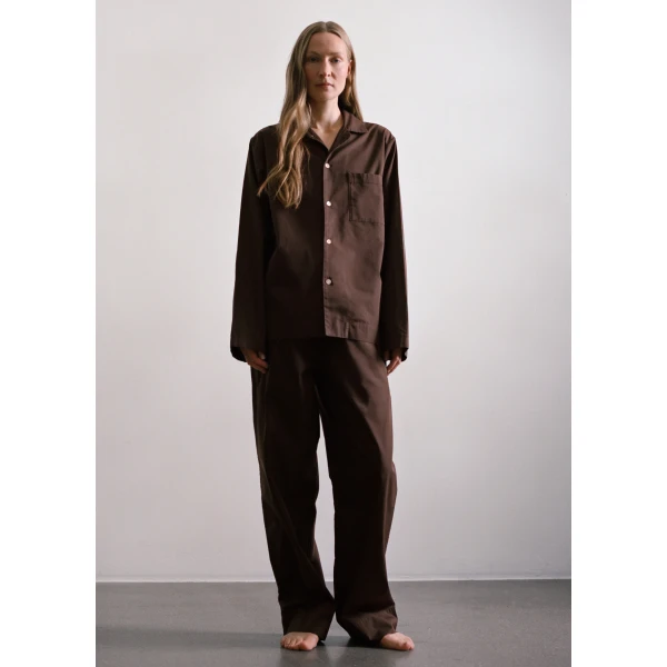 The Frankie Shop Poplin Pyjama Pants - Coffee - Oversized Minimalist Loungewear in Beige - Shop at Luxury Shoes 