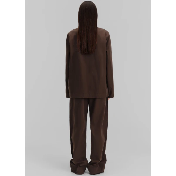 The Frankie Shop Poplin Pyjama Pants - Coffee - Oversized Minimalist Loungewear in Beige - Shop at Luxury Shoes 