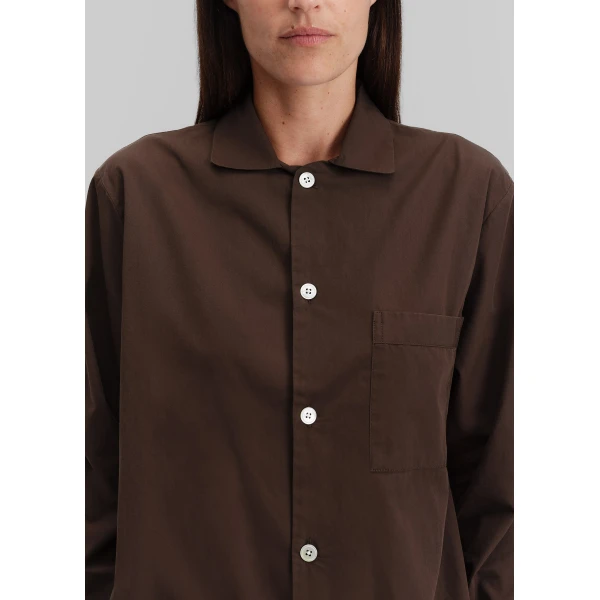 The Frankie Shop Poplin Pyjama Shirt - Coffee - Oversized Minimalist Loungewear in Beige - Shop at Luxury Shoes 