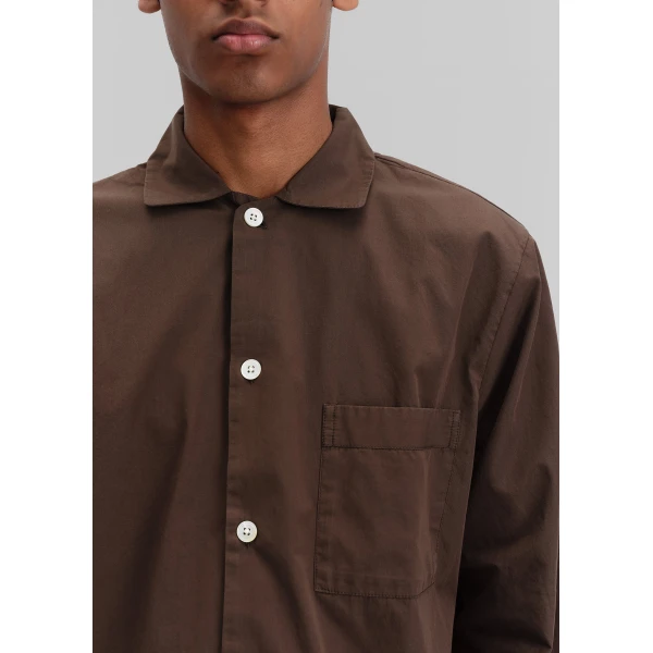 The Frankie Shop Poplin Pyjama Shirt - Coffee - Oversized Minimalist Loungewear in Beige - Shop at Luxury Shoes 