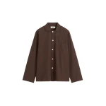 The Frankie Shop Poplin Pyjama Shirt - Coffee - Oversized Minimalist Loungewear in Beige - Shop at Luxury Shoes 