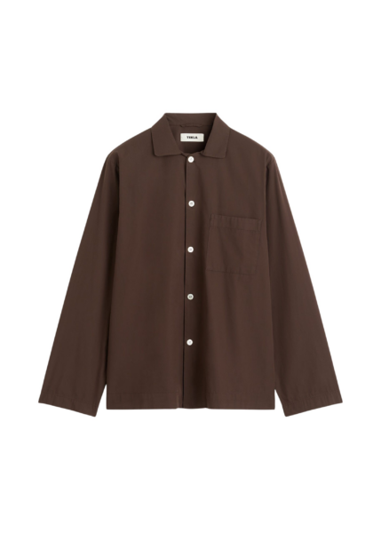 The Frankie Shop Poplin Pyjama Shirt - Coffee - Oversized Minimalist Loungewear in Beige - Shop at Luxury Shoes 