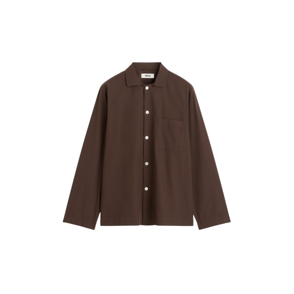 The Frankie Shop Poplin Pyjama Shirt - Coffee - Oversized Minimalist Loungewear in Beige - Shop at Luxury Shoes 