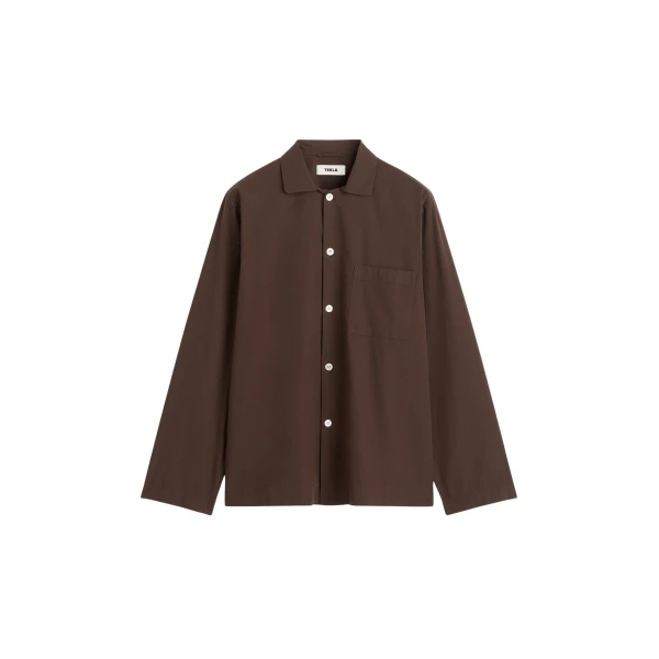 The Frankie Shop Poplin Pyjama Shirt - Coffee - Oversized Minimalist Loungewear in Beige - Shop at Luxury Shoes 