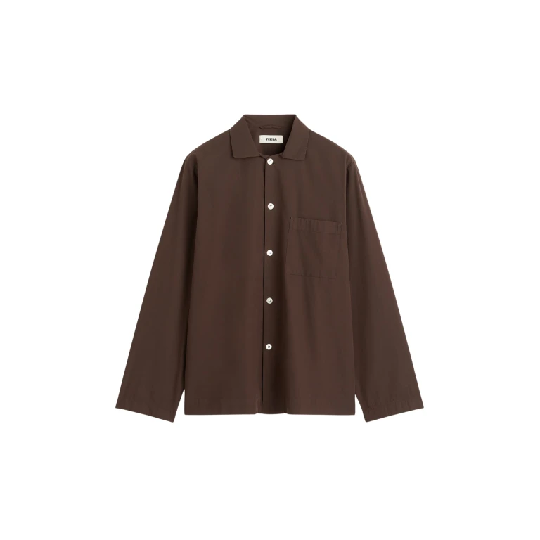 The Frankie Shop Poplin Pyjama Shirt - Coffee - Oversized Minimalist Loungewear in Beige - Shop at Luxury Shoes 