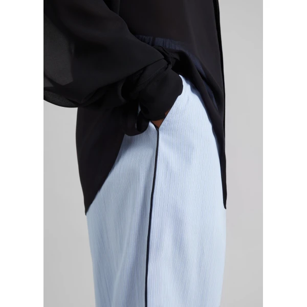 The Frankie Shop Porto Contrast Piped Pants - Blue/White Stripe - Oversized Minimalist Pants in Multicolour - Shop at Luxury Shoes 