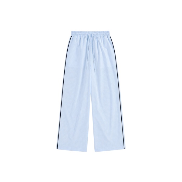 The Frankie Shop Porto Contrast Piped Pants - Blue/White Stripe - Oversized Minimalist Pants in Multicolour - Shop at Luxury Shoes 