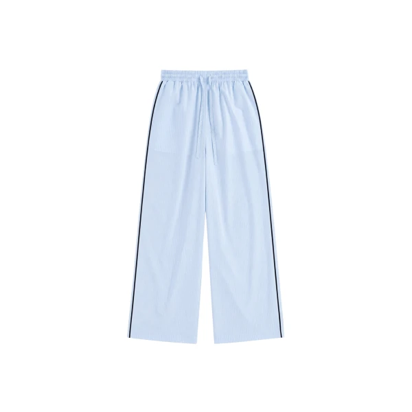 The Frankie Shop Porto Contrast Piped Pants - Blue/White Stripe - Oversized Minimalist Pants in Multicolour - Shop at Luxury Shoes 