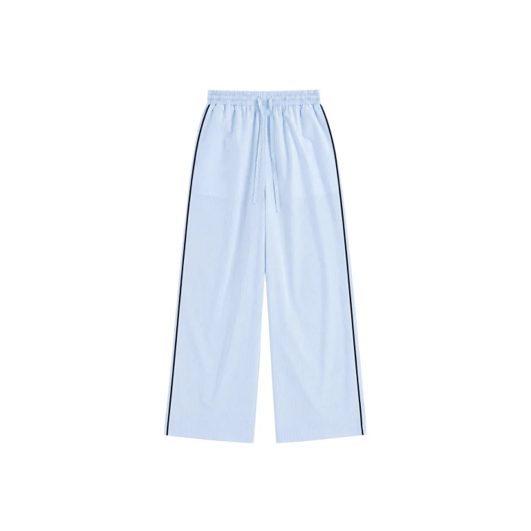 The Frankie Shop Porto Contrast Piped Pants - Blue/White Stripe - Oversized Minimalist Pants in Multicolour - Shop at Luxury Shoes 