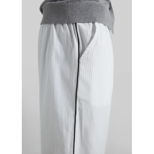The Frankie Shop Porto Contrast Piped Pants - White/Black Stripe - Oversized Minimalist Pants in Multicolour - Shop at Luxury Shoes 