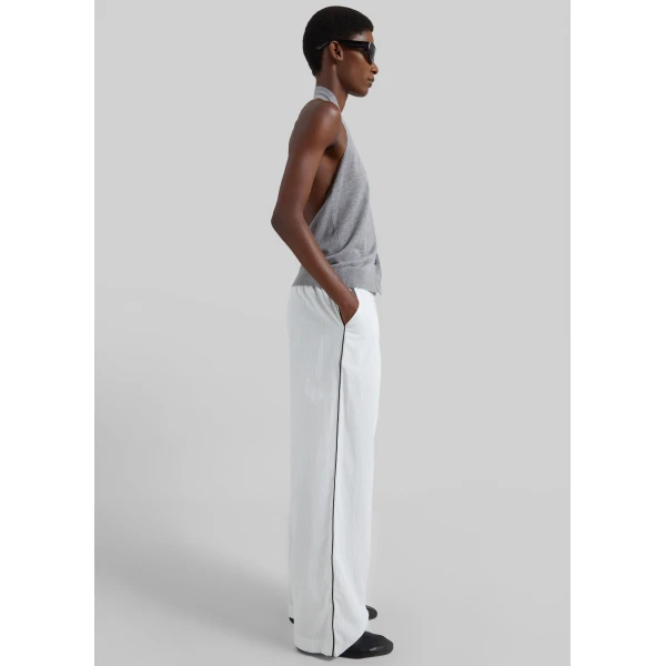 The Frankie Shop Porto Contrast Piped Pants - White/Black Stripe - Oversized Minimalist Pants in Multicolour - Shop at Luxury Shoes 