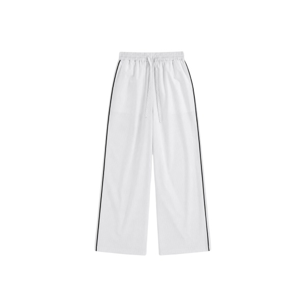 The Frankie Shop Porto Contrast Piped Pants - White/Black Stripe - Oversized Minimalist Pants in Multicolour - Shop at Luxury Shoes 