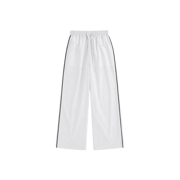 The Frankie Shop Porto Contrast Piped Pants - White/Black Stripe - Oversized Minimalist Pants in Multicolour - Shop at Luxury Shoes 