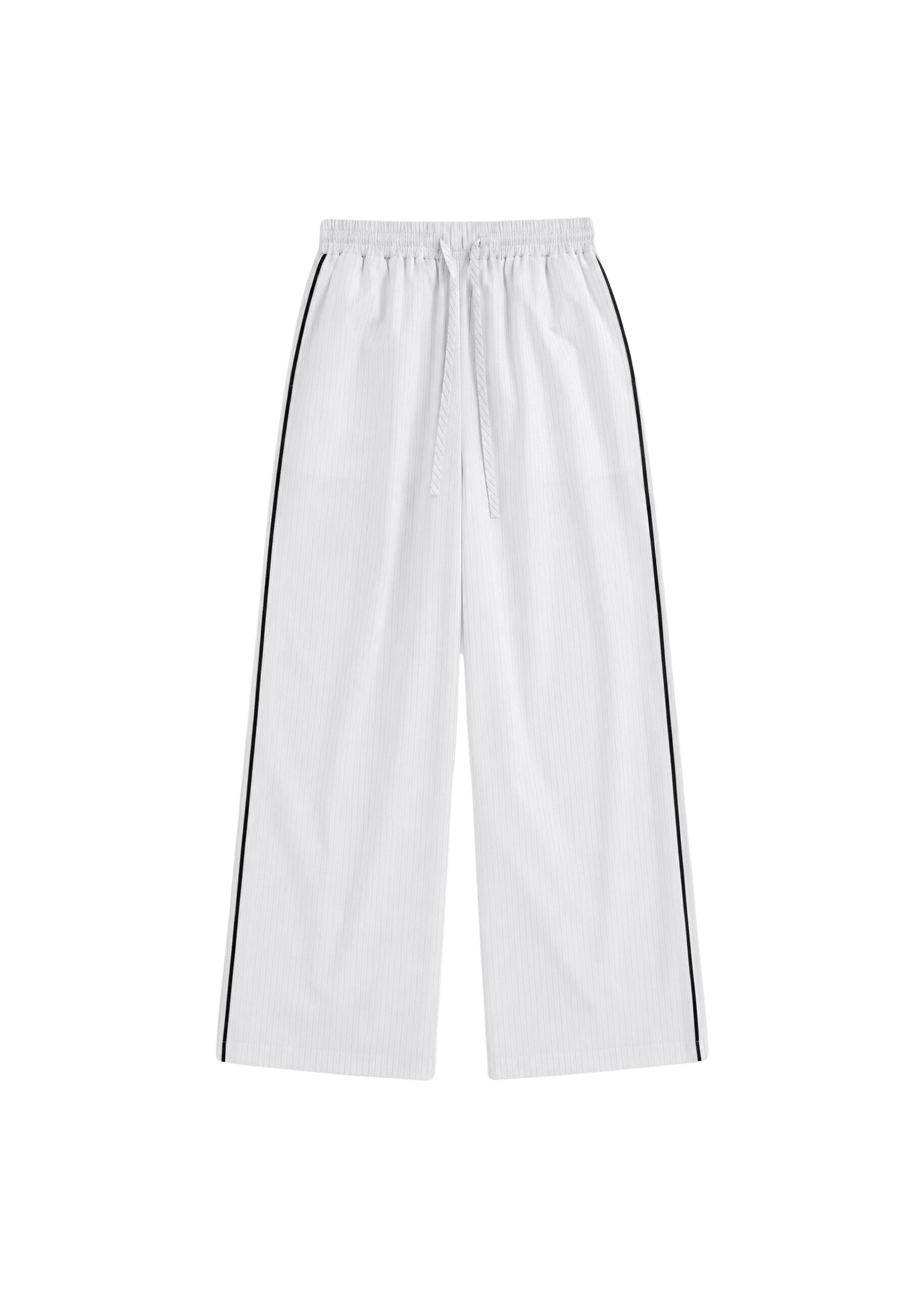 The Frankie Shop Porto Contrast Piped Pants – White/Black Stripe