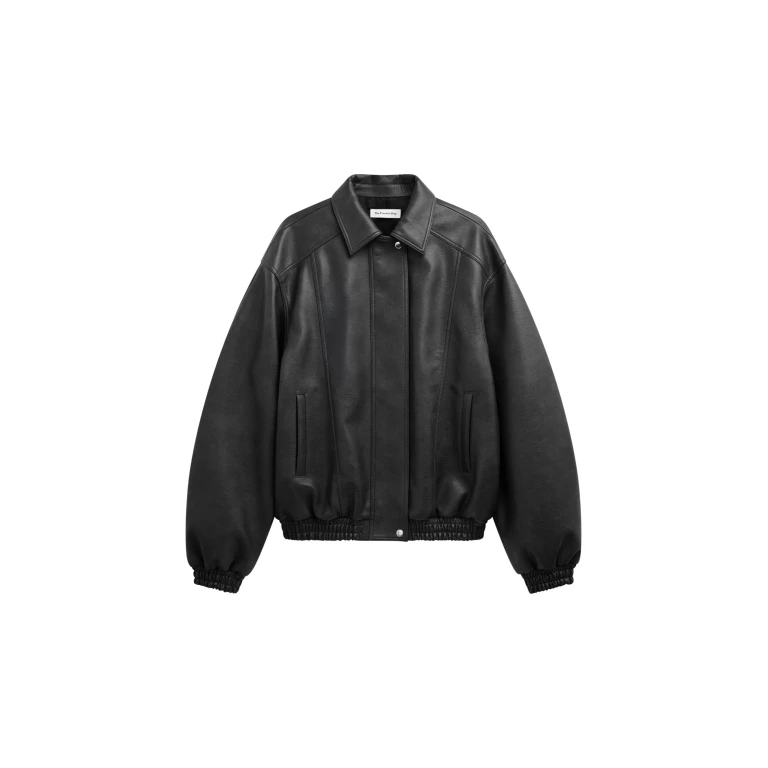 The Frankie Shop Prescott Faux Leather Jacket - Black - Oversized Minimalist Jackets in Black - Shop at Luxury Shoes 