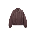 The Frankie Shop Prescott Faux Leather Jacket - Burgundy - Oversized Minimalist Jackets in Red - Shop at Luxury Shoes 