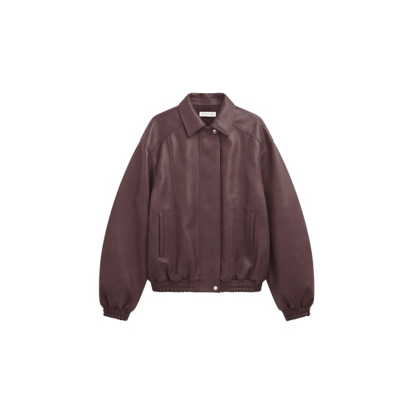 The Frankie Shop Prescott Faux Leather Jacket - Burgundy - Oversized Minimalist Jackets in Red - Shop at Luxury Shoes 