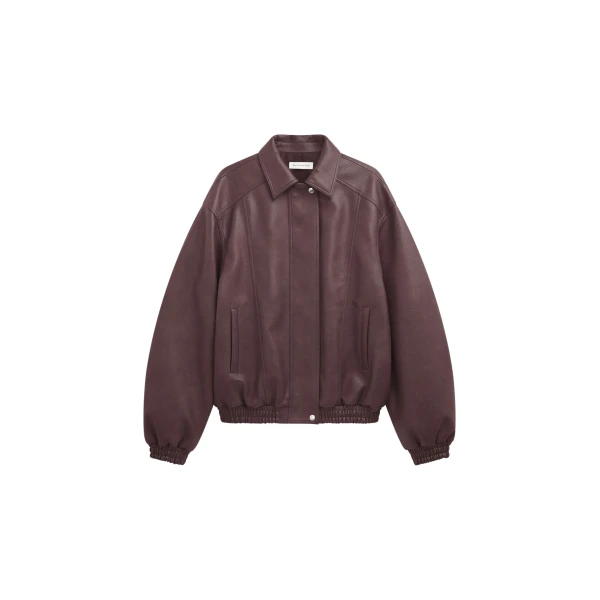The Frankie Shop Prescott Faux Leather Jacket - Burgundy - Oversized Minimalist Jackets in Red - Shop at Luxury Shoes 