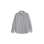 The Frankie Shop Quillan Button-Down Shirt - White/Black Stripe - Oversized Minimalist Tops in Multicolour - Shop at Luxury Shoes 