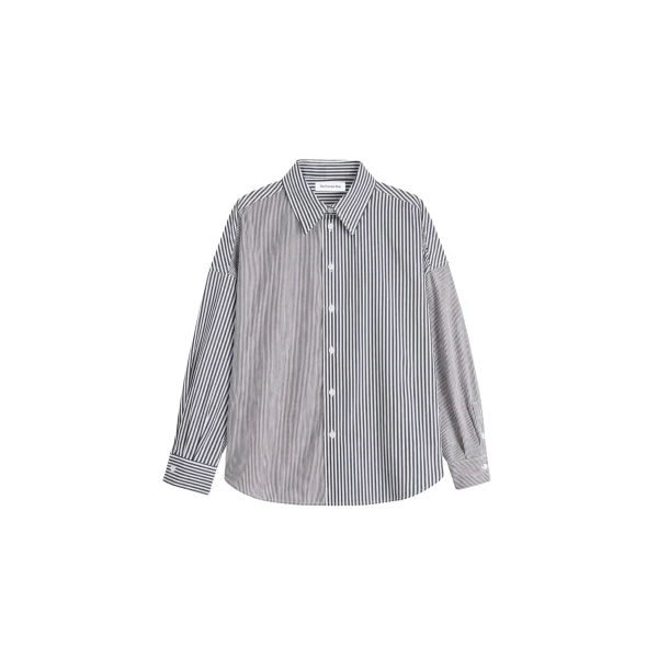 The Frankie Shop Quillan Button-Down Shirt - White/Black Stripe - Oversized Minimalist Tops in Multicolour - Shop at Luxury Shoes 