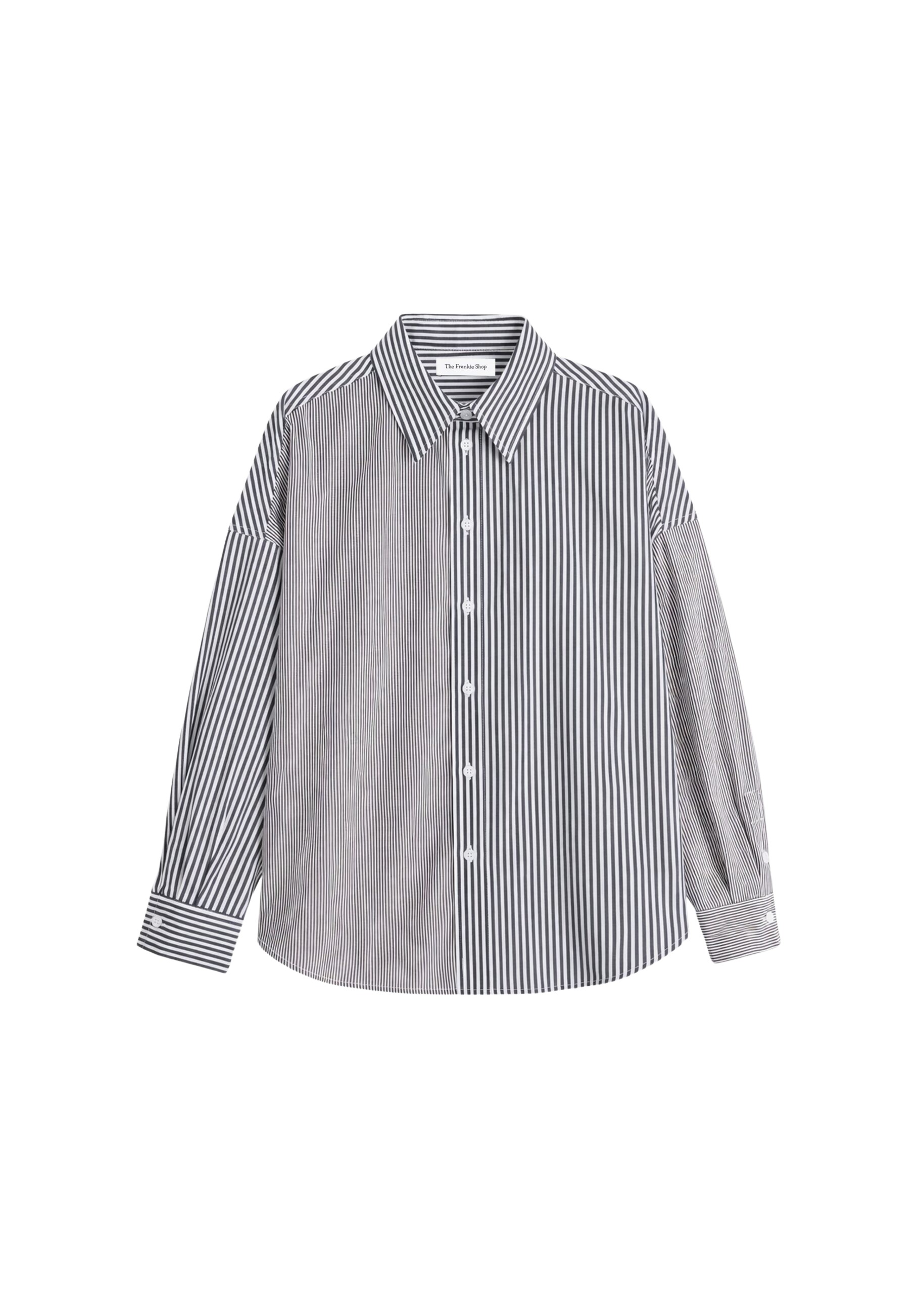 The Frankie Shop Quillan Button-Down Shirt - White/Black Stripe - Oversized Minimalist Tops in Multicolour - Shop at Luxury Shoes 