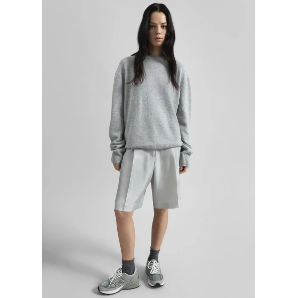 The Frankie Shop Quinton Crew Neck Sweater - Light Grey - Oversized Minimalist Knitwear in Grey - Shop at Luxury Shoes 